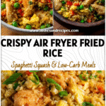 Bowl of Riced Cauliflower Fried Rice with egg and chicken showcasing Flavored Cauliflower Rice in a healthy recipe.